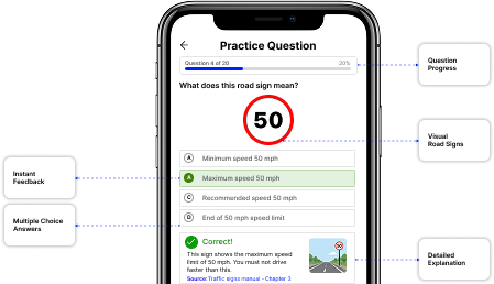 Practice question screen